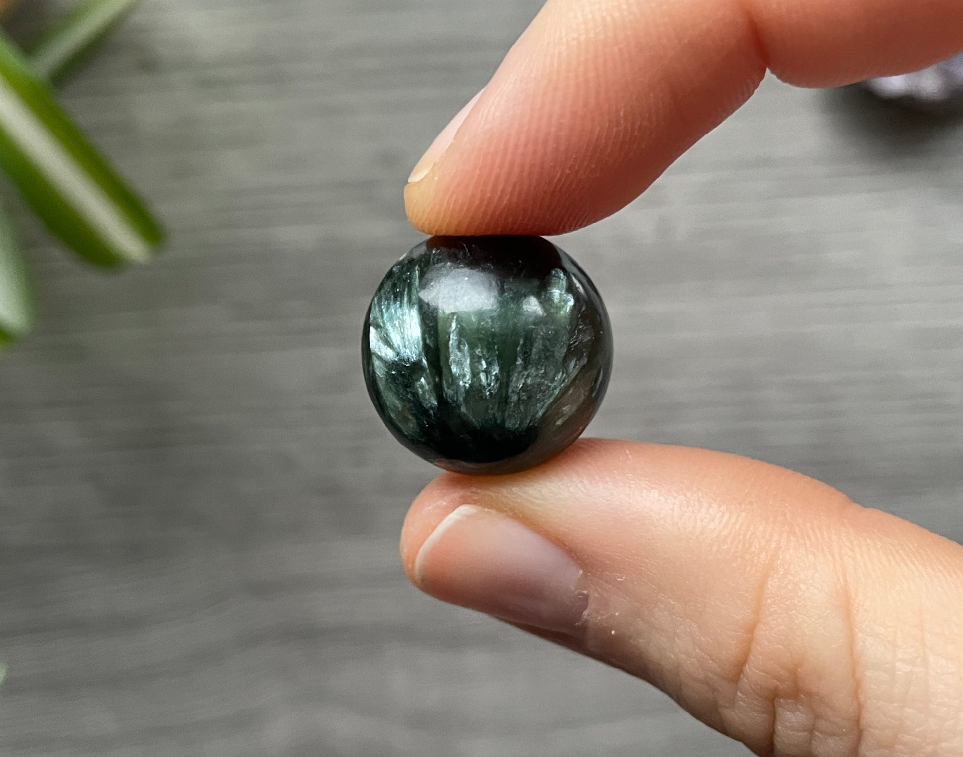 Seraphinite Mini Sphere - 17.5mm (B) - The Wandering Fox Emporium, Your Crystal Store front