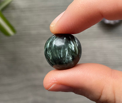 Seraphinite Mini Sphere - 18mm (D) - The Wandering Fox Emporium, Your Crystal Store front