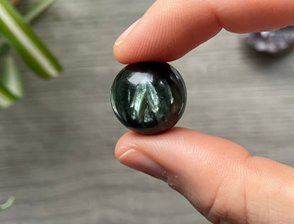 Seraphinite Mini Sphere - 18mm (D) - The Wandering Fox Emporium, Your Crystal Store side