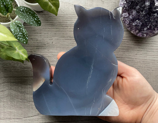 Agate Cat Crystal Carving, back
