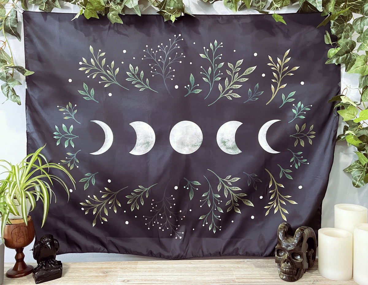 Moon Phases Wall Tapestry - The Wandering Fox Emporium, Your Metaphysi