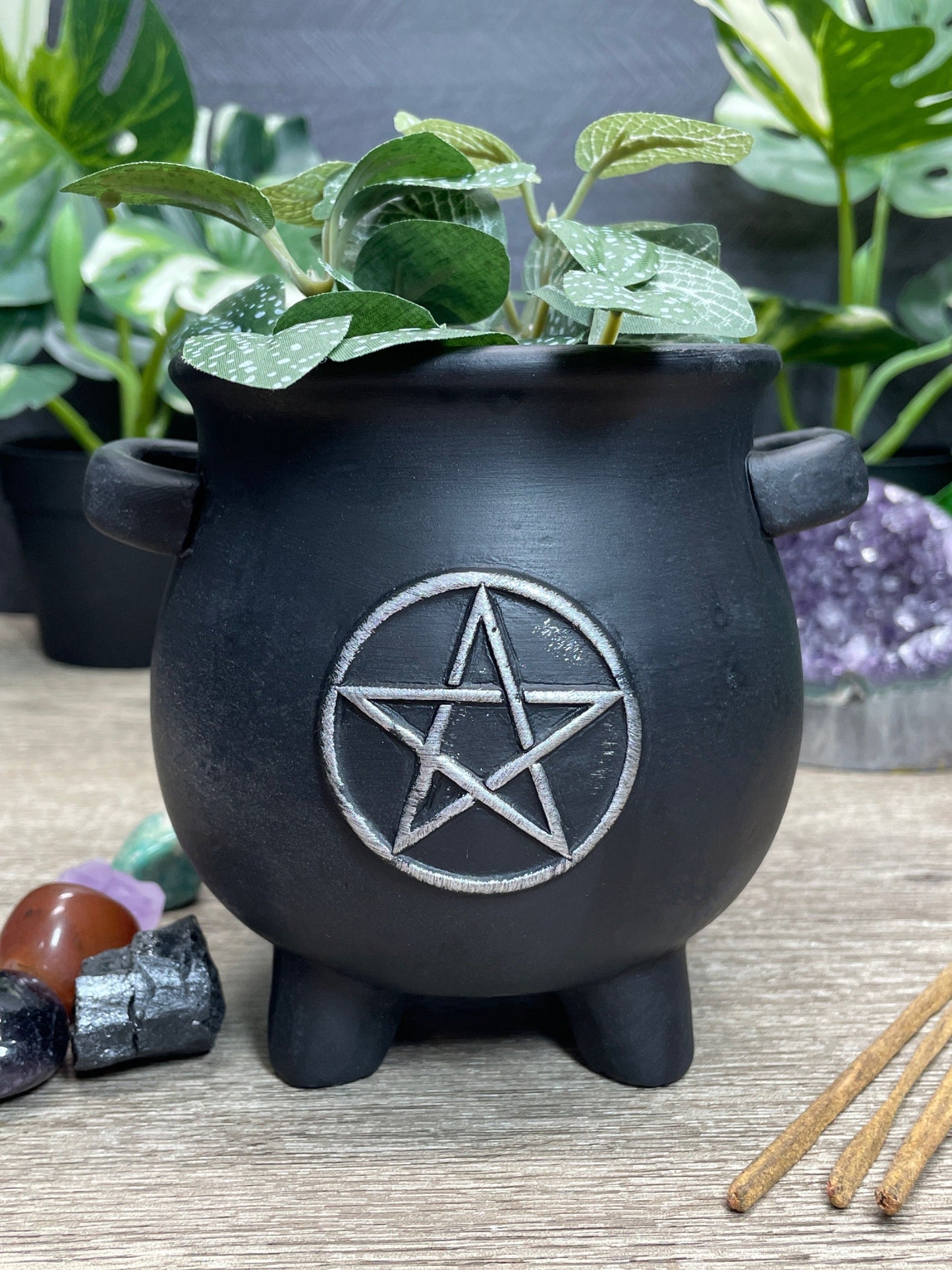 cauldron plant pot Pentagram Black Cauldron Plant Pot