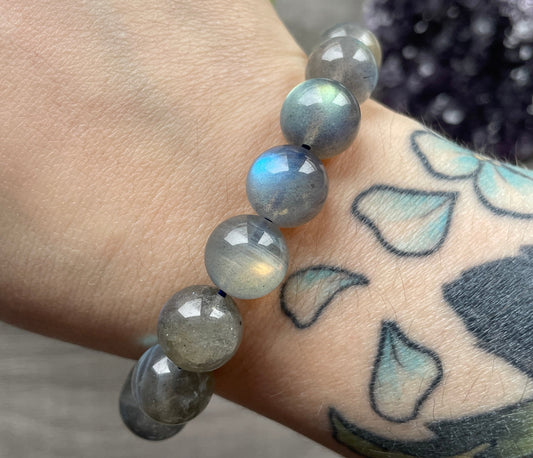 High Quality Labradorite Bracelet 12mm (B) - The Wandering Fox Emporium, Your Crystal Store