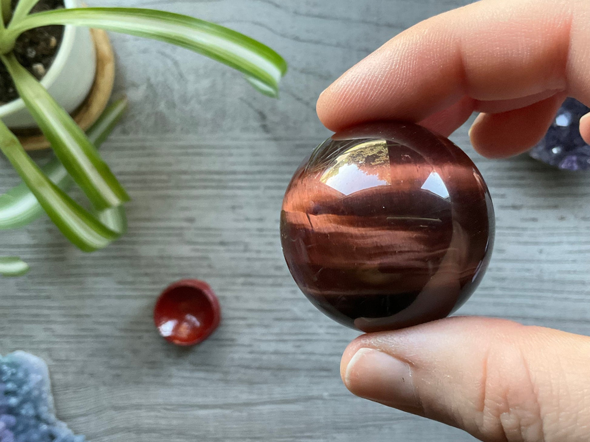 Red Tiger's Eye Crystal Sphere 37mm (C)  front