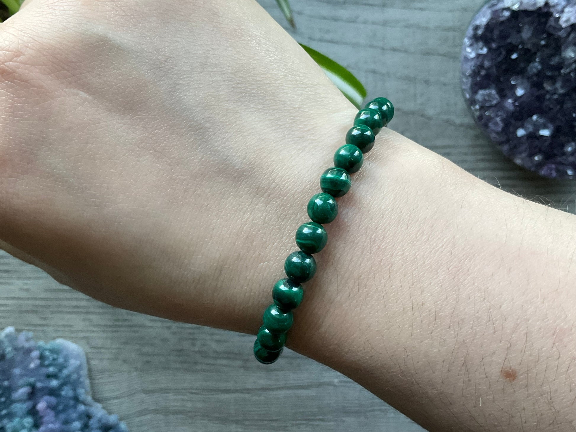 Malachite Bracelet (6mm) - The Wandering Fox Emporium, Your Crystal Store