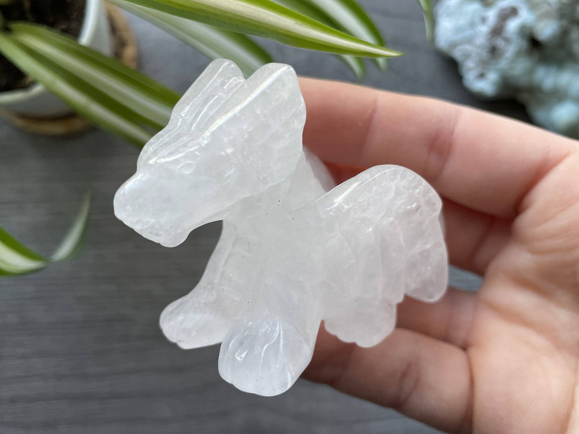 Quartz Dragon (B) Crystal Carving, front