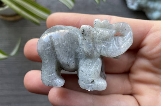 Labradorite Elephant (5cm) Crystal Carving, side 2