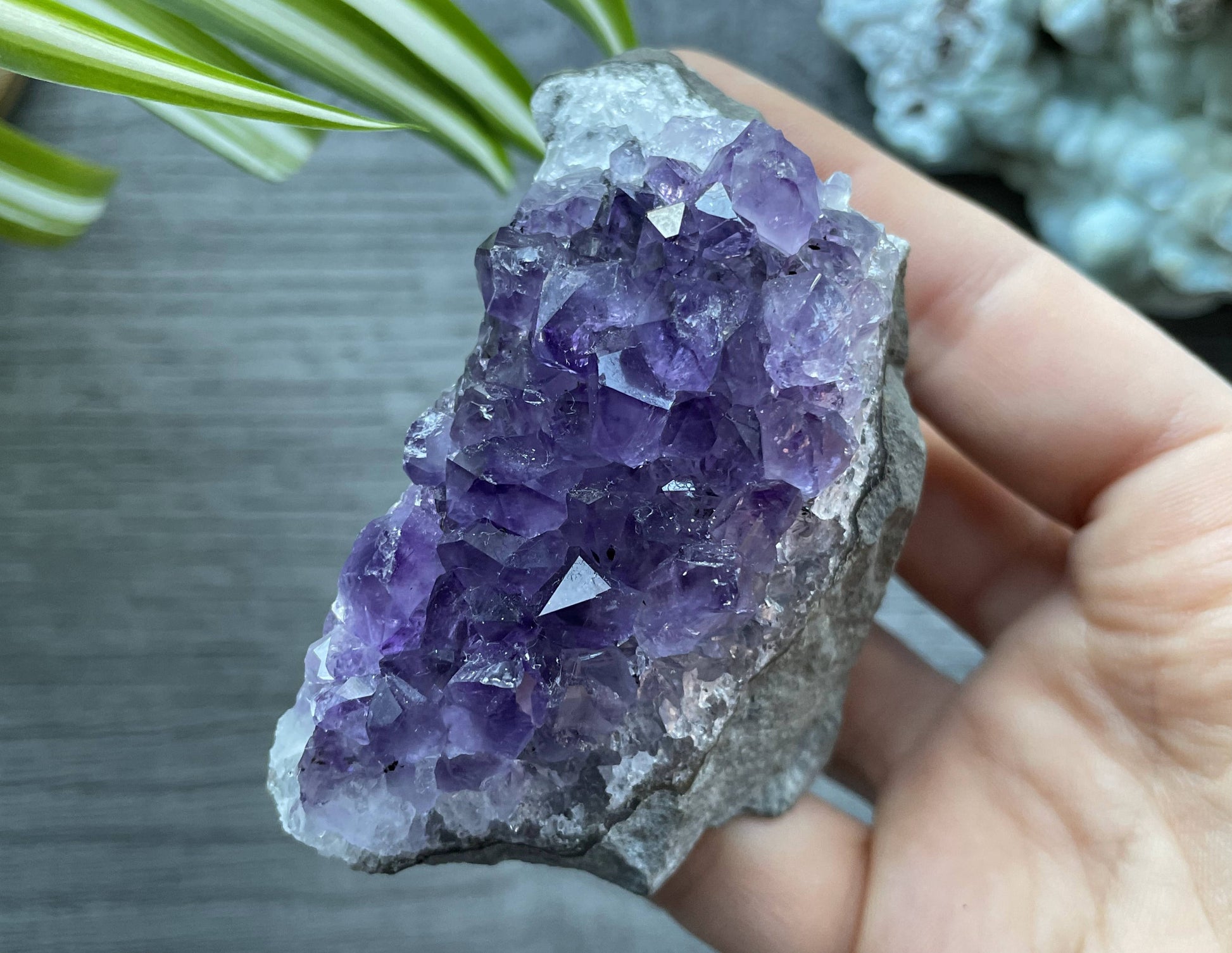 Pictured is an Uruguayan amethyst cut base.
