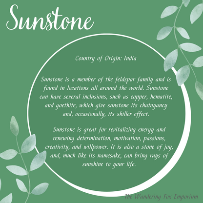 Sunstone Fox Ridge Sunstone Palm Stone - The Wandering Fox Emporium, Your Crystal Store