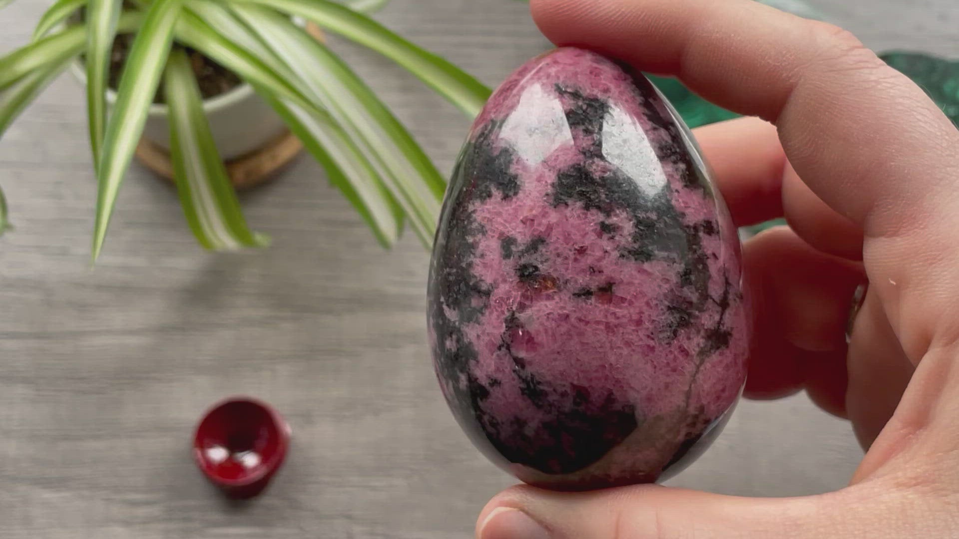 Rhodonite Egg (C) - The Wandering Fox Emporium, Your Crystal Store video