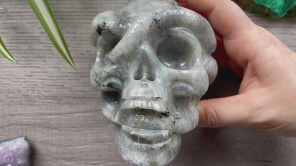 Labradorite Skull with Snakes 1kg - The Wandering Fox Emporium, Your Crystal Store video