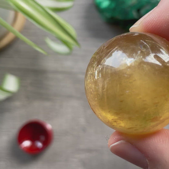 Honey Calcite Mini Sphere - 32mm (D) - The Wandering Fox Emporium, Your Crystal Store video