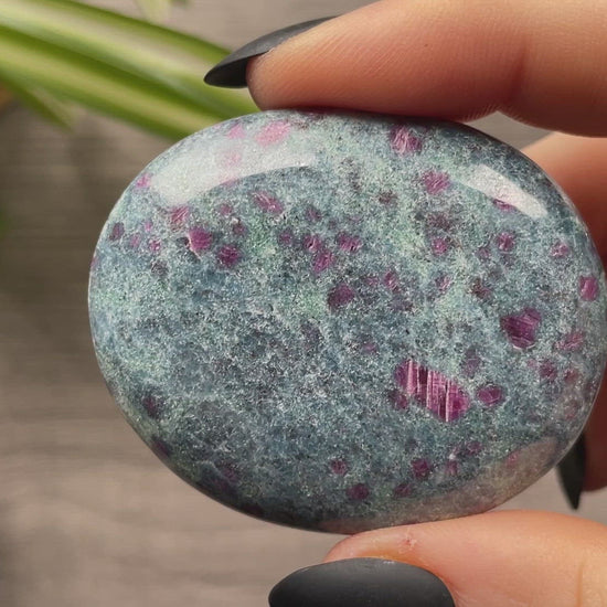 Ruby in Kyanite Palm Stone - The Wandering Fox Emporium, Your Crystal Store video
